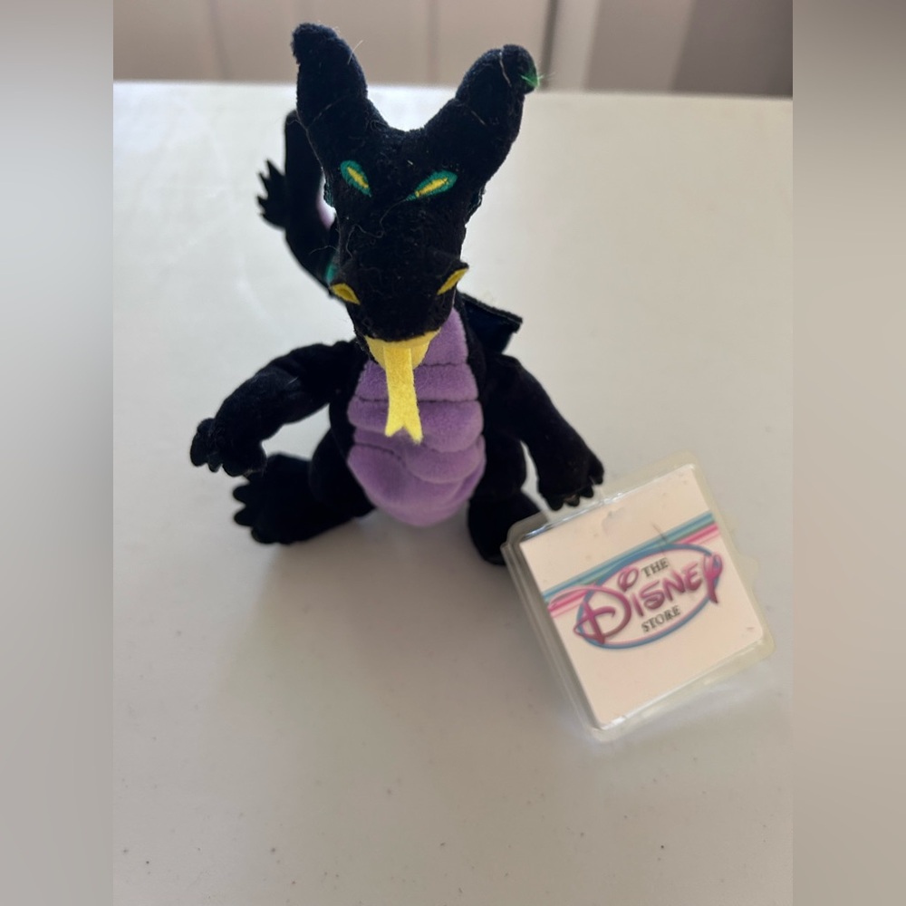 Disney Black & Purple Dragon Plush Keychain with Yellow Accents